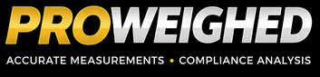 ProWeighed logo with text about mobile vehicle and caravan weighing services.