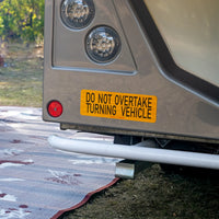 aussie traveller do not overtake turning vehicle sticker on caravan